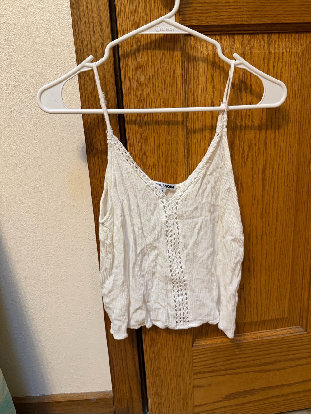 Fashion Nova White Crochet-Trim Ribbed Cami